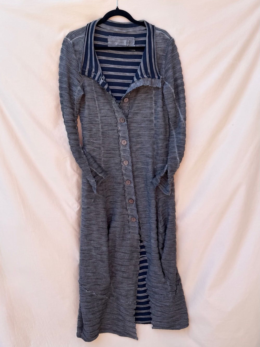Luukaa Crinkled Long Duster Cardigan Lagenlook